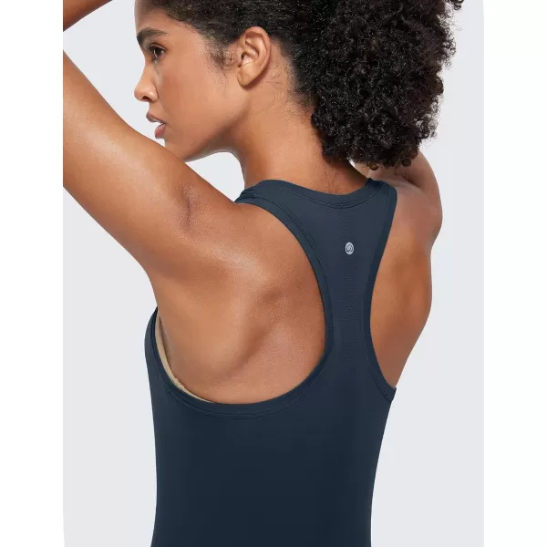 CRZ YOGA Seamless Tank Top for Women Racerback Sleeveless Workout Tops Athletic Scoop Neck Running Yoga ShirtsTwilight Blue