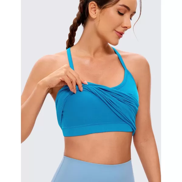 CRZ YOGA Seamless Workout Tank Tops for Women Racerback Athletic Camisole Sports Shirts with Built in BraMadagascar Blue