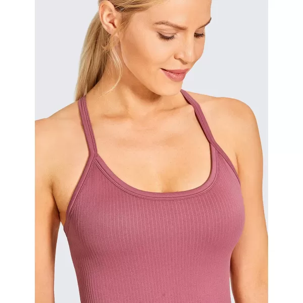 CRZ YOGA Seamless Workout Tank Tops for Women Racerback Athletic Camisole Sports Shirts with Built in BraMisty Merlot