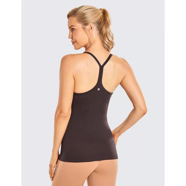 CRZ YOGA Seamless Workout Tank Tops for Women Racerback Athletic Camisole Sports Shirts with Built in BraPurple Taupe