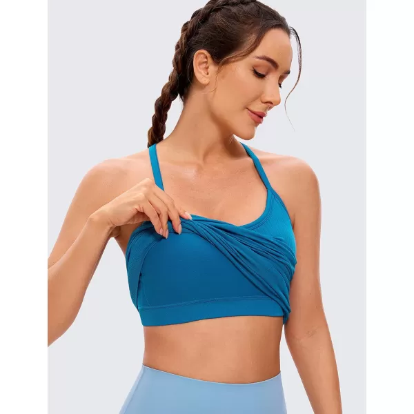 CRZ YOGA Seamless Workout Tank Tops for Women Racerback Athletic Camisole Sports Shirts with Built in BraSupersonic Blue