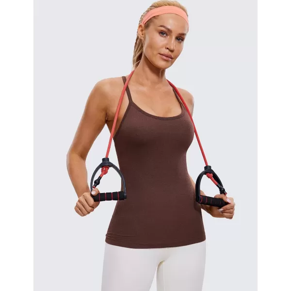 CRZ YOGA Seamless Workout Tank Tops for Women Racerback Athletic Camisole Sports Shirts with Built in BraTaupe Heather