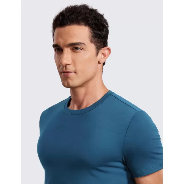 CRZ YOGA Short Sleeve Shirts for Men Quick Dry Workout Classic Fit TShirt Casual Daily Comfy Tee TopsIron Blue