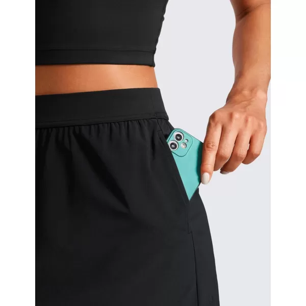 CRZ YOGA Skirt Overlay Shorts for Women High Waisted A Line Casual Golf Athletic Shorts with Pockets Cute Flat Front SkortBlack