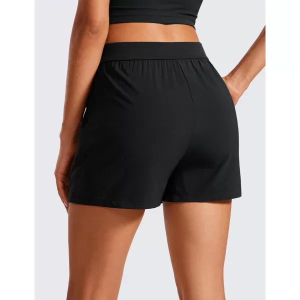 CRZ YOGA Skirt Overlay Shorts for Women High Waisted A Line Casual Golf Athletic Shorts with Pockets Cute Flat Front SkortBlack