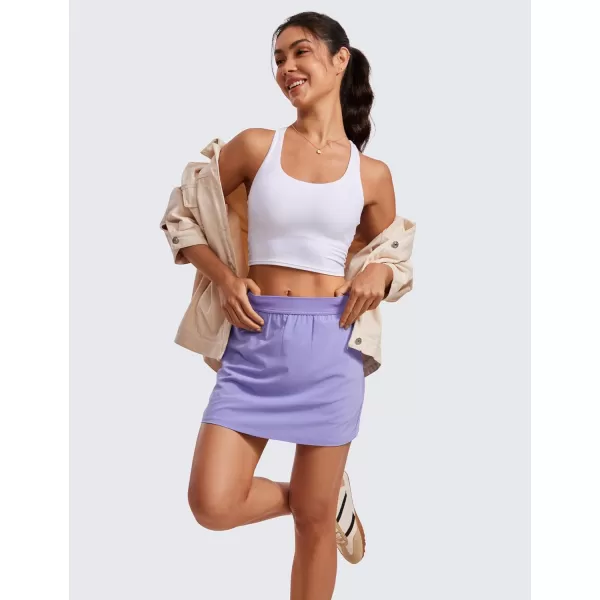 CRZ YOGA Skirt Overlay Shorts for Women High Waisted A Line Casual Golf Athletic Shorts with Pockets Cute Flat Front SkortDark Lavender Purple