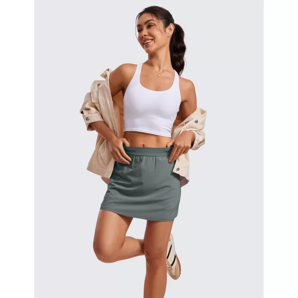 CRZ YOGA Skirt Overlay Shorts for Women High Waisted A Line Casual Golf Athletic Shorts with Pockets Cute Flat Front SkortGrey Sage