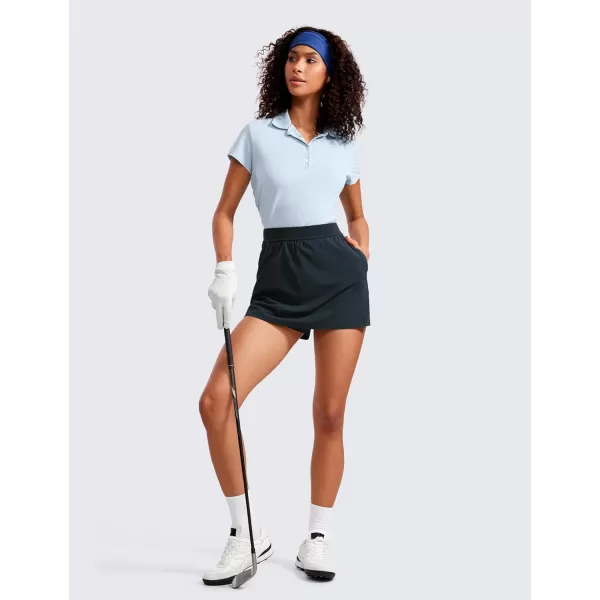 CRZ YOGA Skirt Overlay Shorts for Women High Waisted A Line Casual Golf Athletic Shorts with Pockets Cute Flat Front SkortTrue Navy