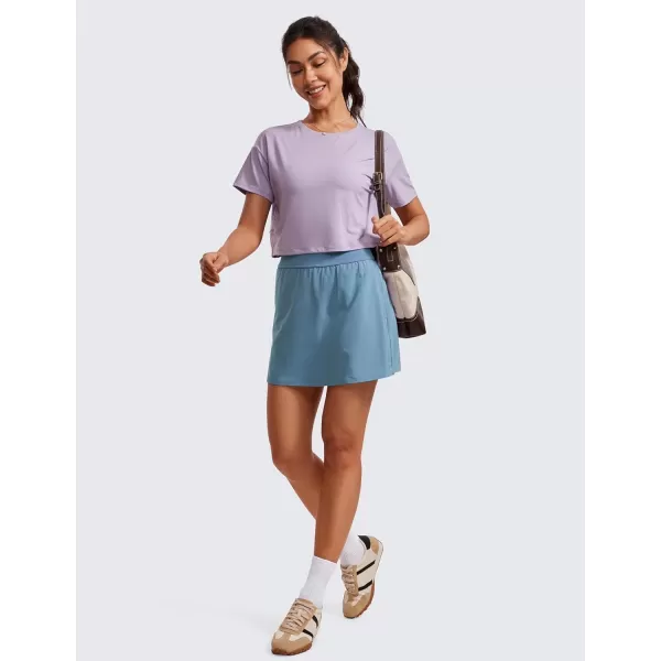 CRZ YOGA Skirt Overlay Shorts for Women High Waisted A Line Casual Golf Athletic Shorts with Pockets Cute Flat Front SkortUniverse Blue