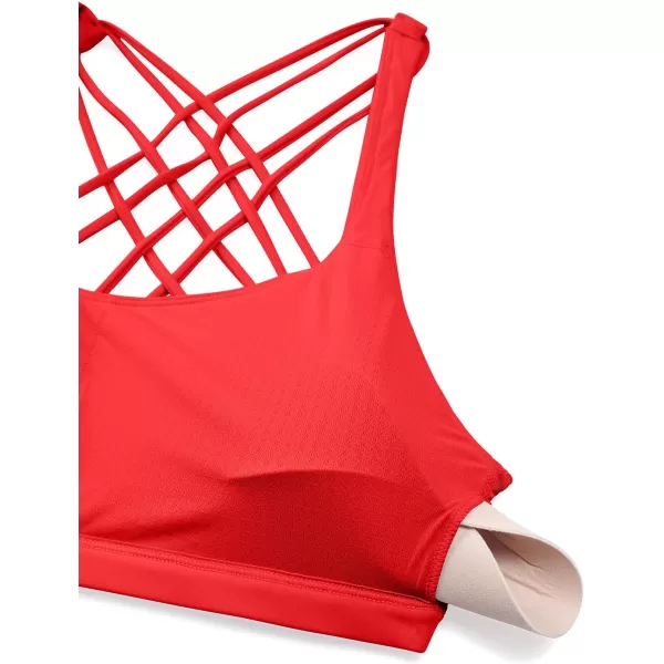 CRZ YOGA Strappy Sports Bras for Women  Criss Cross Back Sexy Wireless Padded Yoga Bra Cute WorkoutDeep Red