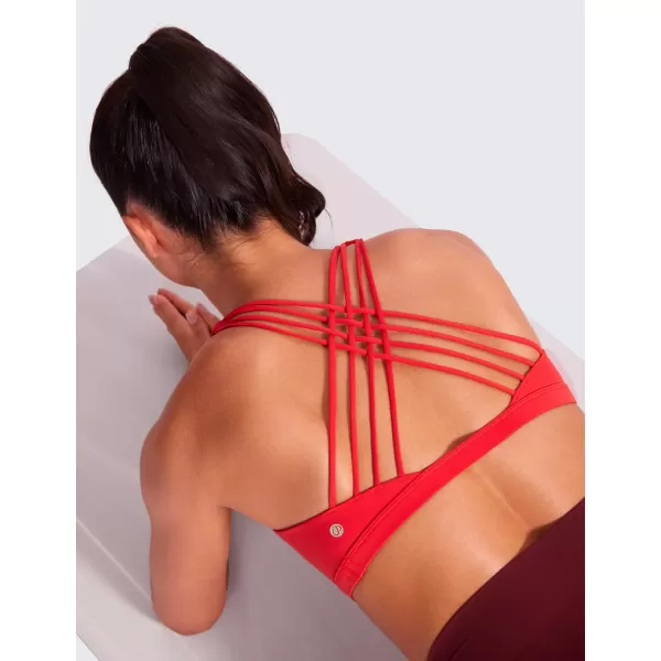 CRZ YOGA Strappy Sports Bras for Women  Criss Cross Back Sexy Wireless Padded Yoga Bra Cute WorkoutDeep Red