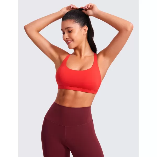 CRZ YOGA Strappy Sports Bras for Women  Criss Cross Back Sexy Wireless Padded Yoga Bra Cute WorkoutDeep Red