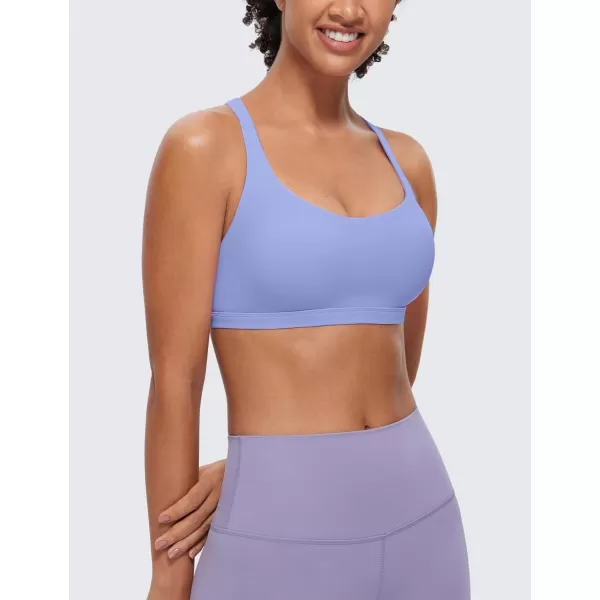 CRZ YOGA Strappy Sports Bras for Women  Criss Cross Back Sexy Wireless Padded Yoga Bra Cute WorkoutPeriwinkle Purple