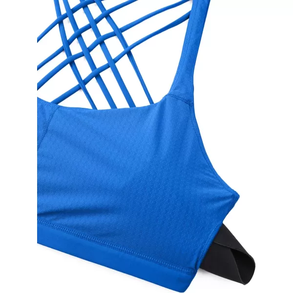 CRZ YOGA Strappy Sports Bras for Women  Criss Cross Back Sexy Wireless Padded Yoga Bra Cute WorkoutSparkle Blue