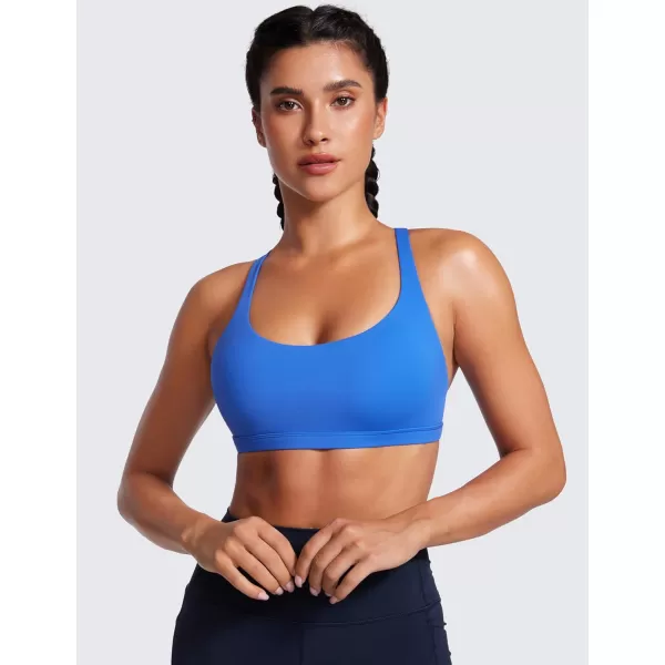 CRZ YOGA Strappy Sports Bras for Women  Criss Cross Back Sexy Wireless Padded Yoga Bra Cute WorkoutSparkle Blue