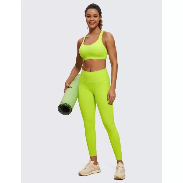 CRZ YOGA Strappy V Neck Sports Bras for Women  Criss Cross Back Wireless Padded Workout Yoga BraChartreuse