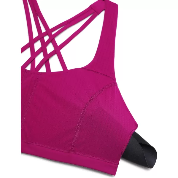 CRZ YOGA Strappy V Neck Sports Bras for Women  Criss Cross Back Wireless Padded Workout Yoga BraMagenta Purple