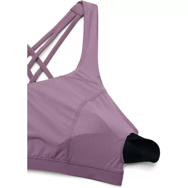 CRZ YOGA Strappy V Neck Sports Bras for Women  Criss Cross Back Wireless Padded Workout Yoga BraMatt Purple