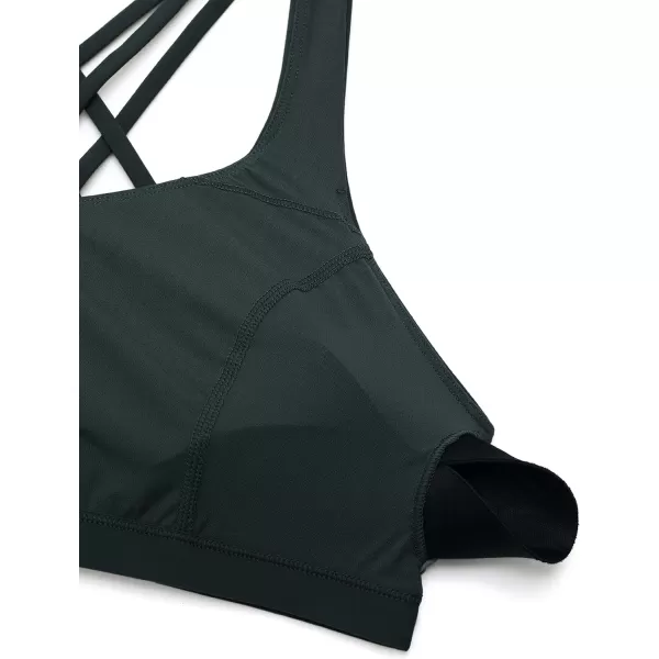 CRZ YOGA Strappy V Neck Sports Bras for Women  Criss Cross Back Wireless Padded Workout Yoga BraMelanite