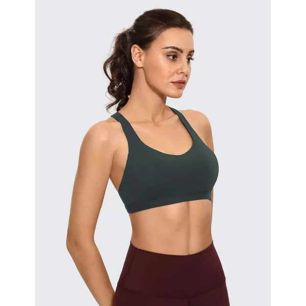 CRZ YOGA Strappy V Neck Sports Bras for Women  Criss Cross Back Wireless Padded Workout Yoga BraMelanite