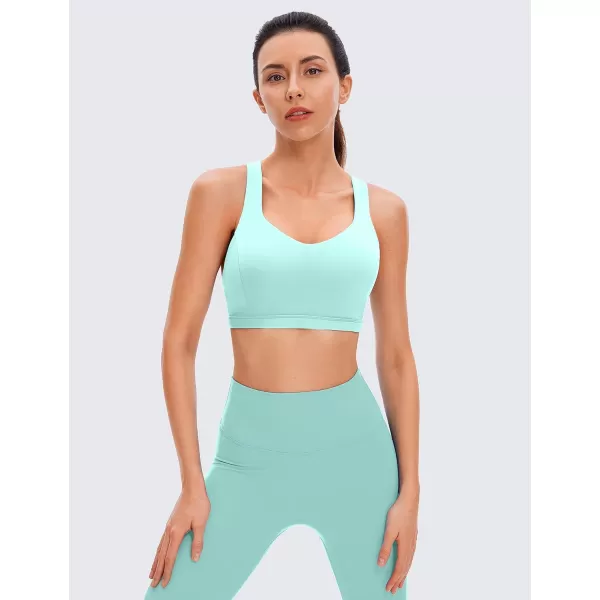 CRZ YOGA Strappy V Neck Sports Bras for Women  Criss Cross Back Wireless Padded Workout Yoga BraOasis