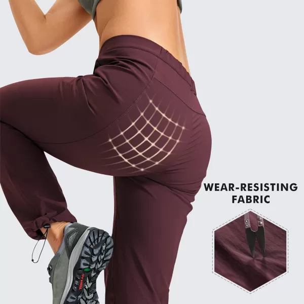 CRZ YOGA Stretch Hiking Pants Women  Waterproof UPF 50 Tactical Pants Quick Dry Outdoor Fishing Travel Jogger Zipper PocketsDark Russet