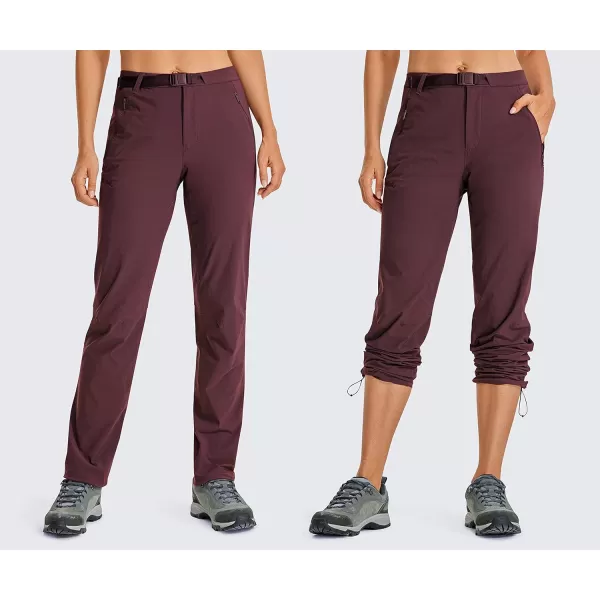 CRZ YOGA Stretch Hiking Pants Women  Waterproof UPF 50 Tactical Pants Quick Dry Outdoor Fishing Travel Jogger Zipper PocketsDark Russet