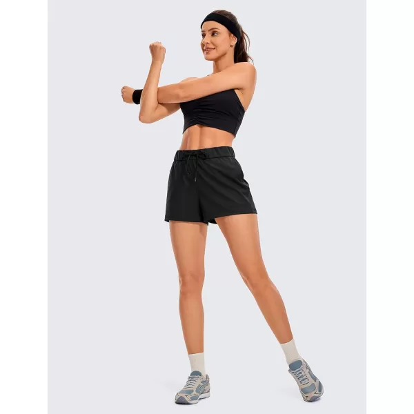 CRZ YOGA Stretch Shorts for Women Work Casual 25  Athletic Shorts with Pockets for Workout Travel Hiking GolfBlack