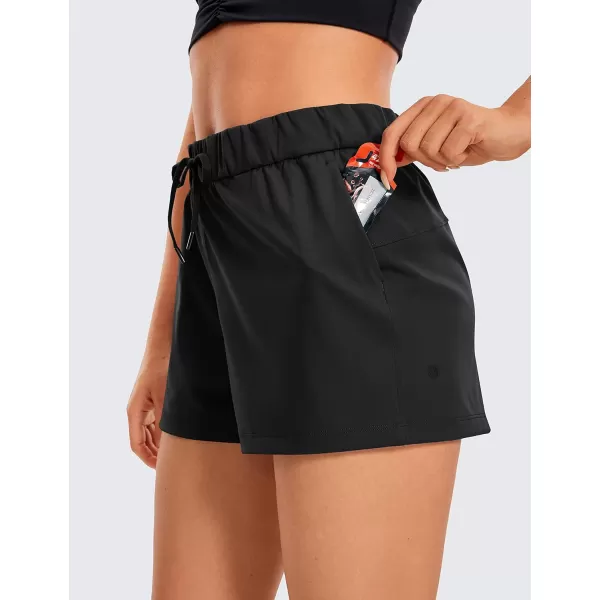 CRZ YOGA Stretch Shorts for Women Work Casual 25  Athletic Shorts with Pockets for Workout Travel Hiking GolfBlack