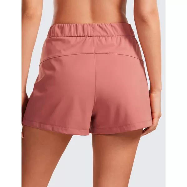 CRZ YOGA Stretch Shorts for Women Work Casual 25  Athletic Shorts with Pockets for Workout Travel Hiking GolfBriar Rose