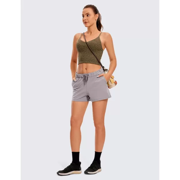 CRZ YOGA Stretch Shorts for Women Work Casual 25  Athletic Shorts with Pockets for Workout Travel Hiking GolfDark Chrome