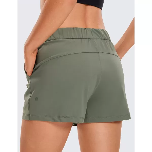 CRZ YOGA Stretch Shorts for Women Work Casual 25  Athletic Shorts with Pockets for Workout Travel Hiking GolfGrey Sage