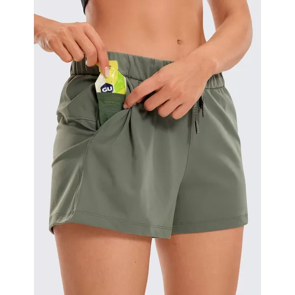 CRZ YOGA Stretch Shorts for Women Work Casual 25  Athletic Shorts with Pockets for Workout Travel Hiking GolfGrey Sage