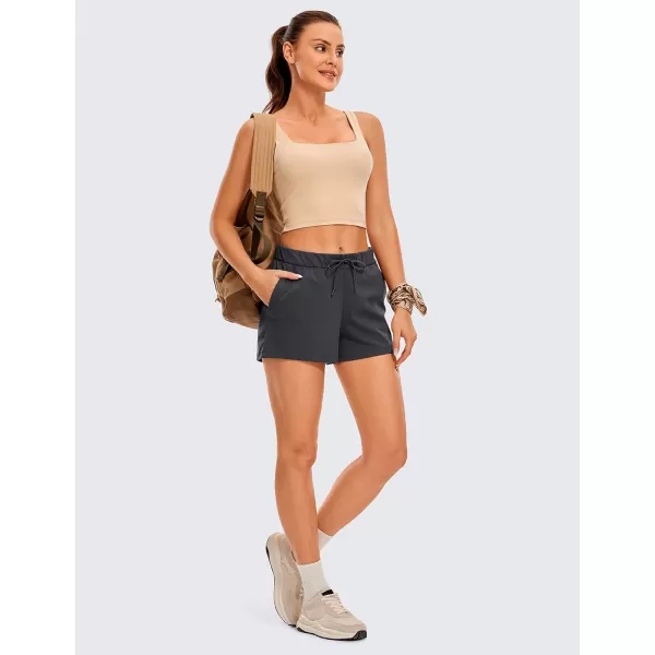 CRZ YOGA Stretch Shorts for Women Work Casual 25  Athletic Shorts with Pockets for Workout Travel Hiking GolfInk Gray