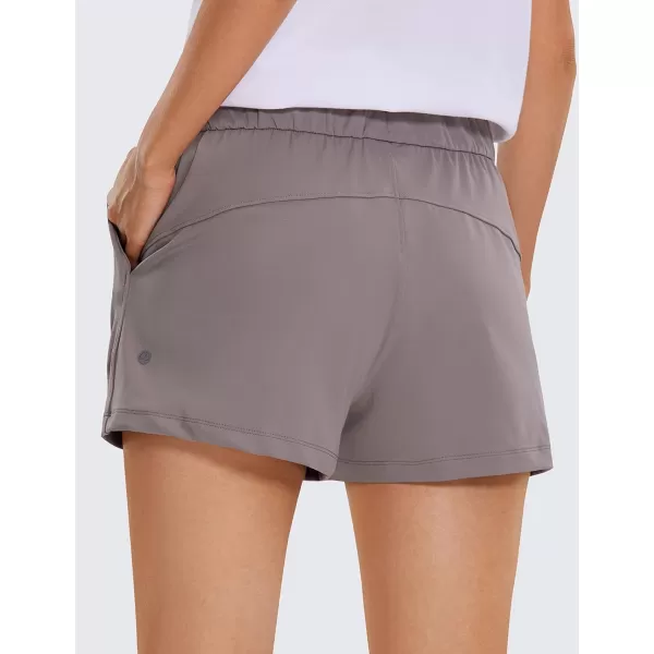 CRZ YOGA Stretch Shorts for Women Work Casual 25  Athletic Shorts with Pockets for Workout Travel Hiking GolfLunar Rock