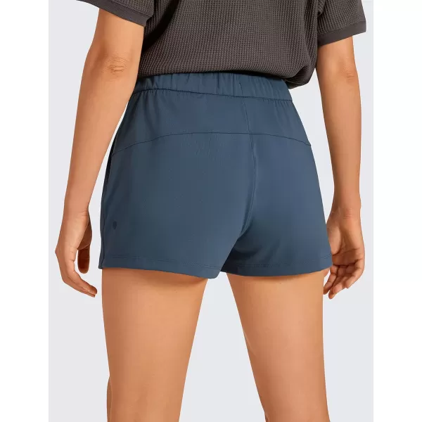 CRZ YOGA Stretch Shorts for Women Work Casual 25  Athletic Shorts with Pockets for Workout Travel Hiking GolfSlate Blue