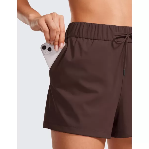 CRZ YOGA Stretch Shorts for Women Work Casual 25  Athletic Shorts with Pockets for Workout Travel Hiking GolfTaupe