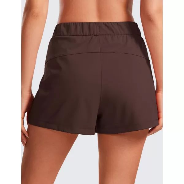 CRZ YOGA Stretch Shorts for Women Work Casual 25  Athletic Shorts with Pockets for Workout Travel Hiking GolfTaupe