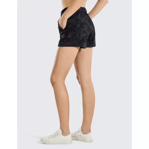 CRZ YOGA Stretch Shorts for Women Work Casual 25  Athletic Shorts with Pockets for Workout Travel Hiking GolfTie Dye Smoke Ink
