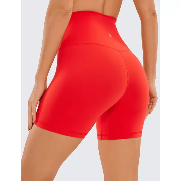 CRZ YOGA Super High Waisted Butterluxe Womens Biker Shorts 6  8  Buttery Soft Workout Yoga Shorts Over BellyDark Red