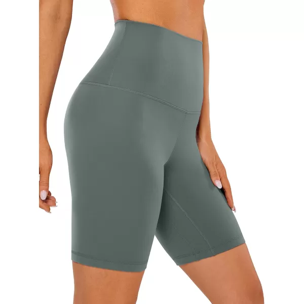 CRZ YOGA Super High Waisted Butterluxe Womens Biker Shorts 6  8  Buttery Soft Workout Yoga Shorts Over BellyGrey Sage