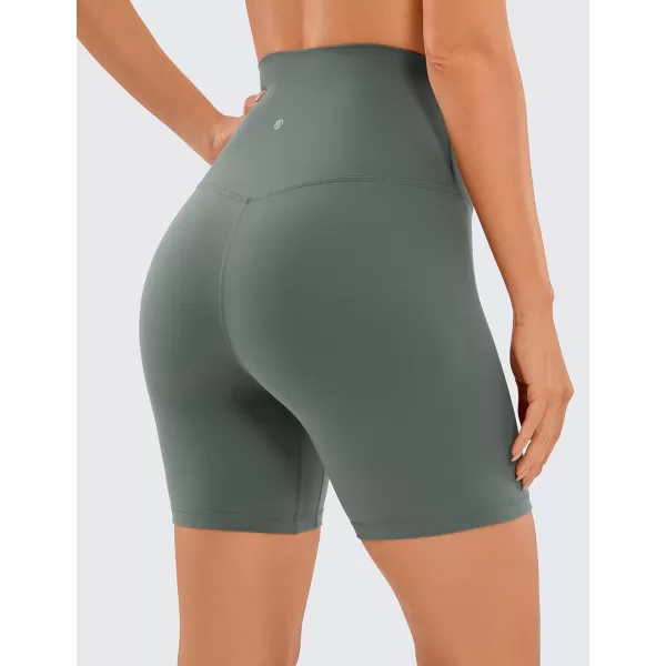 CRZ YOGA Super High Waisted Butterluxe Womens Biker Shorts 6  8  Buttery Soft Workout Yoga Shorts Over BellyGrey Sage