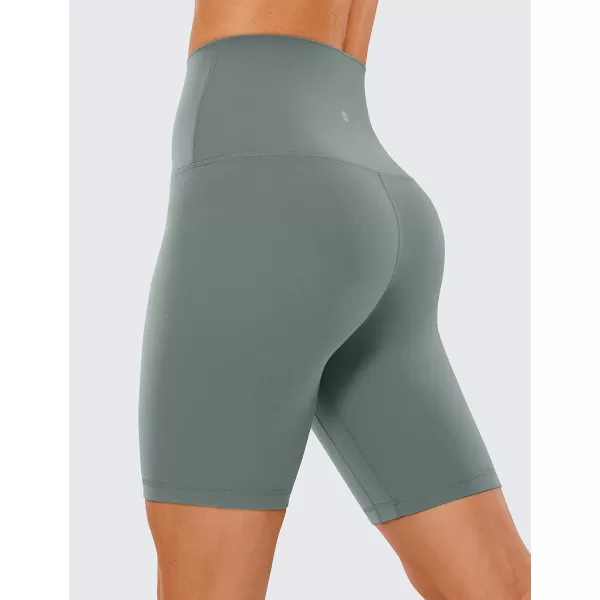 CRZ YOGA Super High Waisted Butterluxe Womens Biker Shorts 6  8  Buttery Soft Workout Yoga Shorts Over BellyGrey Sage