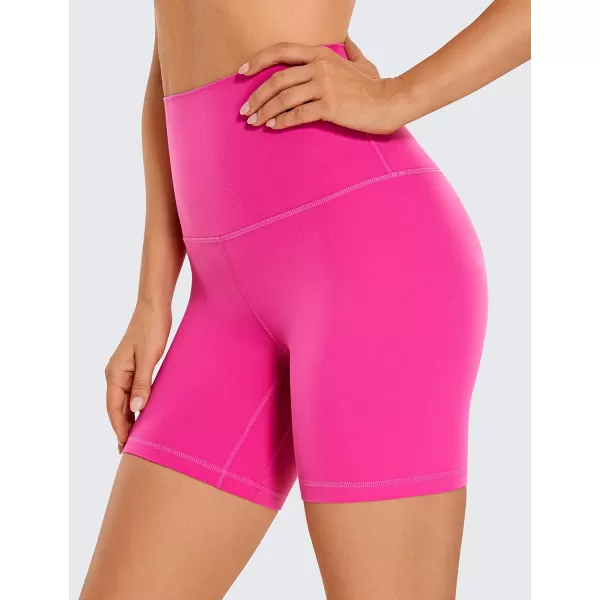 CRZ YOGA Super High Waisted Butterluxe Womens Biker Shorts 6  8  Buttery Soft Workout Yoga Shorts Over BellyHibiscus Purple