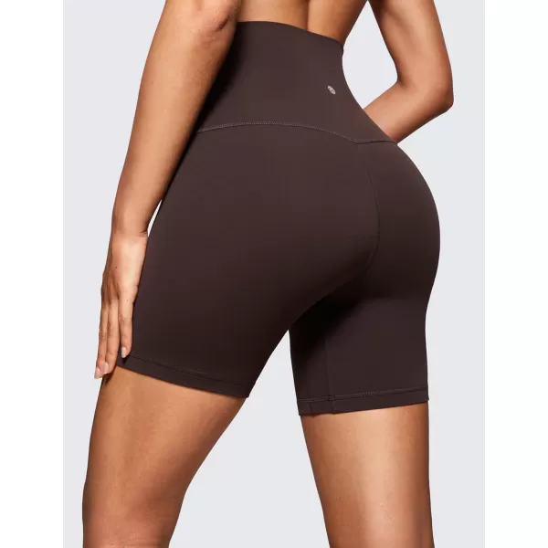 CRZ YOGA Super High Waisted Butterluxe Womens Biker Shorts 6  8  Buttery Soft Workout Yoga Shorts Over BellyHot Fudge Brown