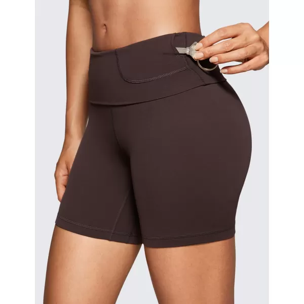 CRZ YOGA Super High Waisted Butterluxe Womens Biker Shorts 6  8  Buttery Soft Workout Yoga Shorts Over BellyHot Fudge Brown