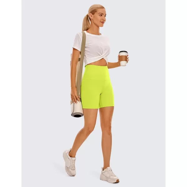 CRZ YOGA Super High Waisted Butterluxe Womens Biker Shorts 6  8  Buttery Soft Workout Yoga Shorts Over BellyNeon Yellow