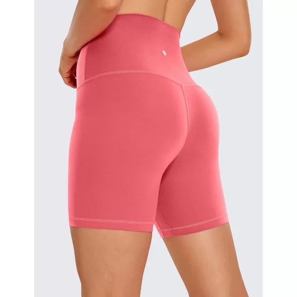 CRZ YOGA Super High Waisted Butterluxe Womens Biker Shorts 6  8  Buttery Soft Workout Yoga Shorts Over BellyRaspberry Sorbet