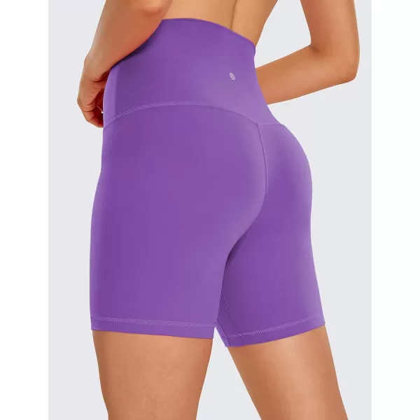 CRZ YOGA Super High Waisted Butterluxe Womens Biker Shorts 6  8  Buttery Soft Workout Yoga Shorts Over BellyRoyal Lilac