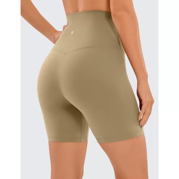 CRZ YOGA Super High Waisted Butterluxe Womens Biker Shorts 6  8  Buttery Soft Workout Yoga Shorts Over BellySoul Brown